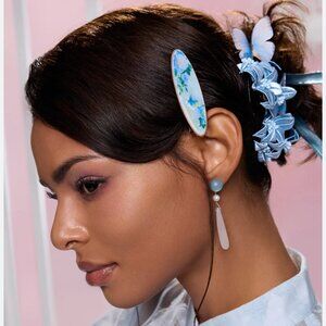 NWOT Two Limited Edition butterfly cloud collar hair clips (blue and black)